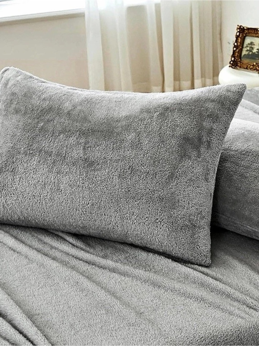 Grey Faux Fur Pillowcases